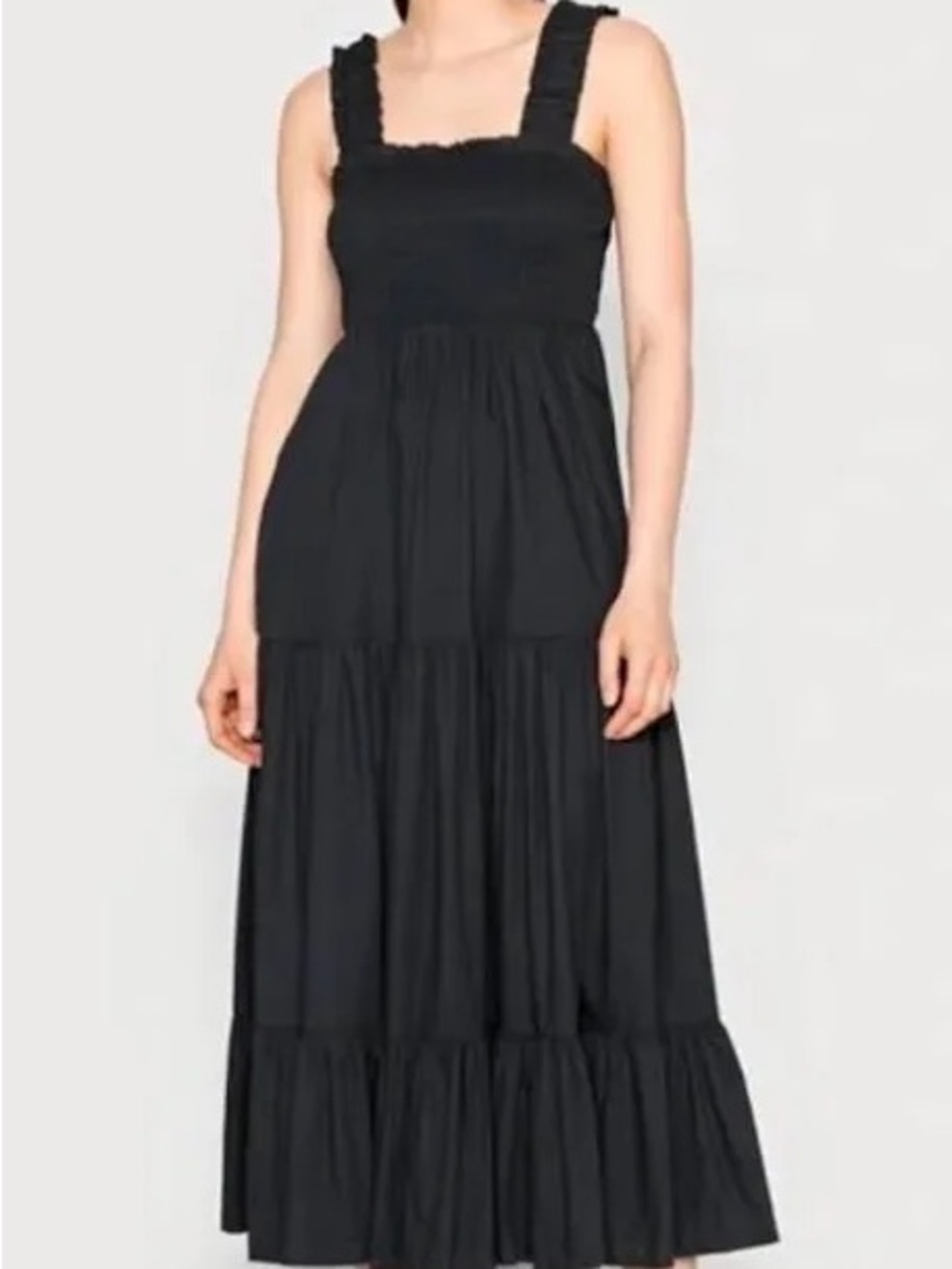 Abercrombie & Fitch Black Smocked Tiered Maxi Dress - Small Petite